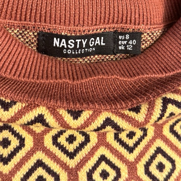 Retro Pattern Knitted Cropped Sweater Vest NWOT - Picture 3 of 4